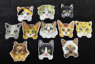 Lot Of 11 Cute Cat Kitty Kitten Feline Animal Embroidered Patches
