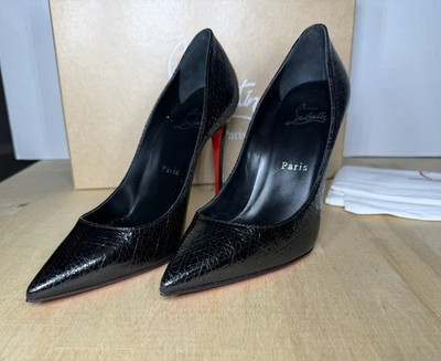 Christian Louboutin Kate 100 Black Specchio Star Pointed Classic Heel Pump 37