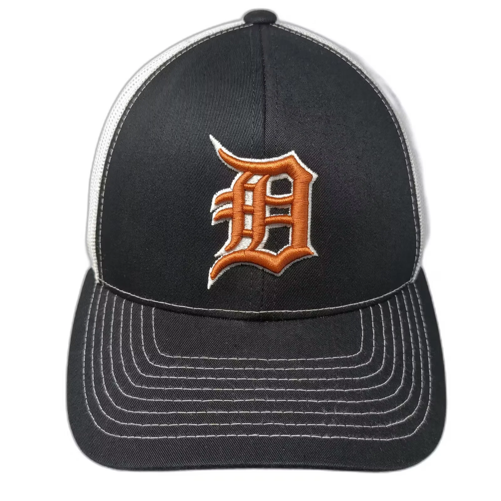 Pacific Headwear Trucker Hat Black White OS Mesh Snapback Embroidered D Logo Hat