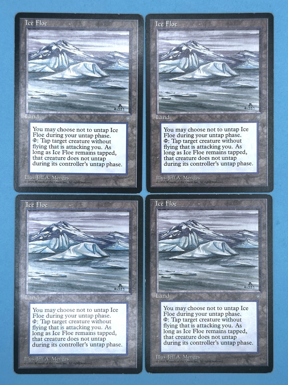 4x Ice Floe - Ice Age MTG Playset - Jeff A. Menges Art - Land Uncommon LP/NM