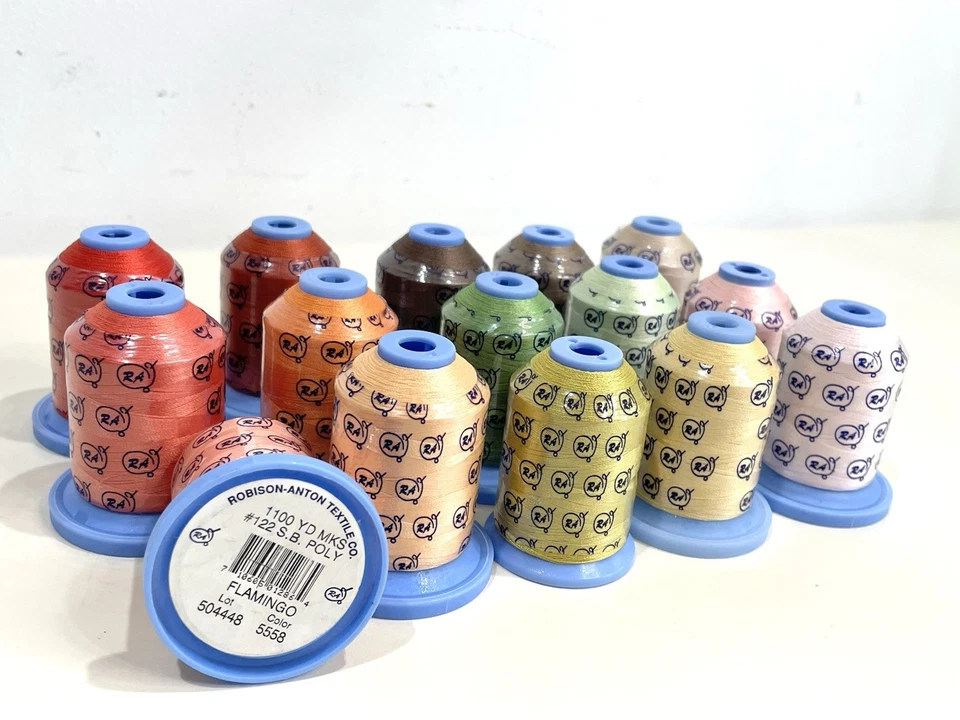 15 Robinson Anton Poly Thread Spools 1100 Yd Each Mixed Colors Sealed NEW - Image 2 of 2
