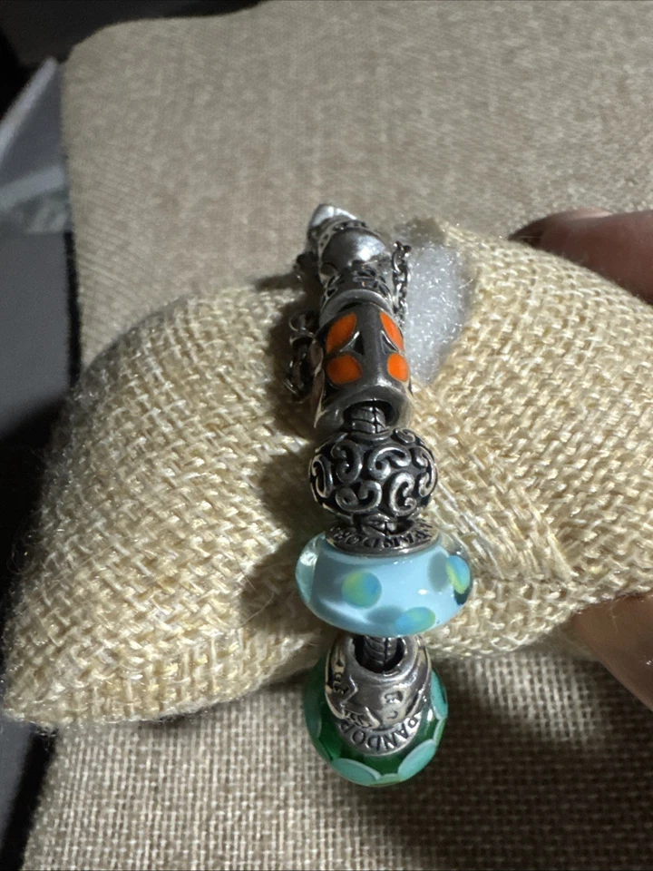 Pandora bracelet 15 Silver charms 2 Spacers Sterling Silver authentic 8” Beads - Image 4 of 4