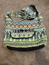 Belize Crossbody Bag Green Hobo Bohemian Fabric Zip Close Outer Pocket