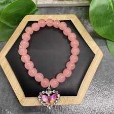 6.5  Plus Stretch Bracelet Stone/Glass Bead Rhinestone Charm New Free Ship B54