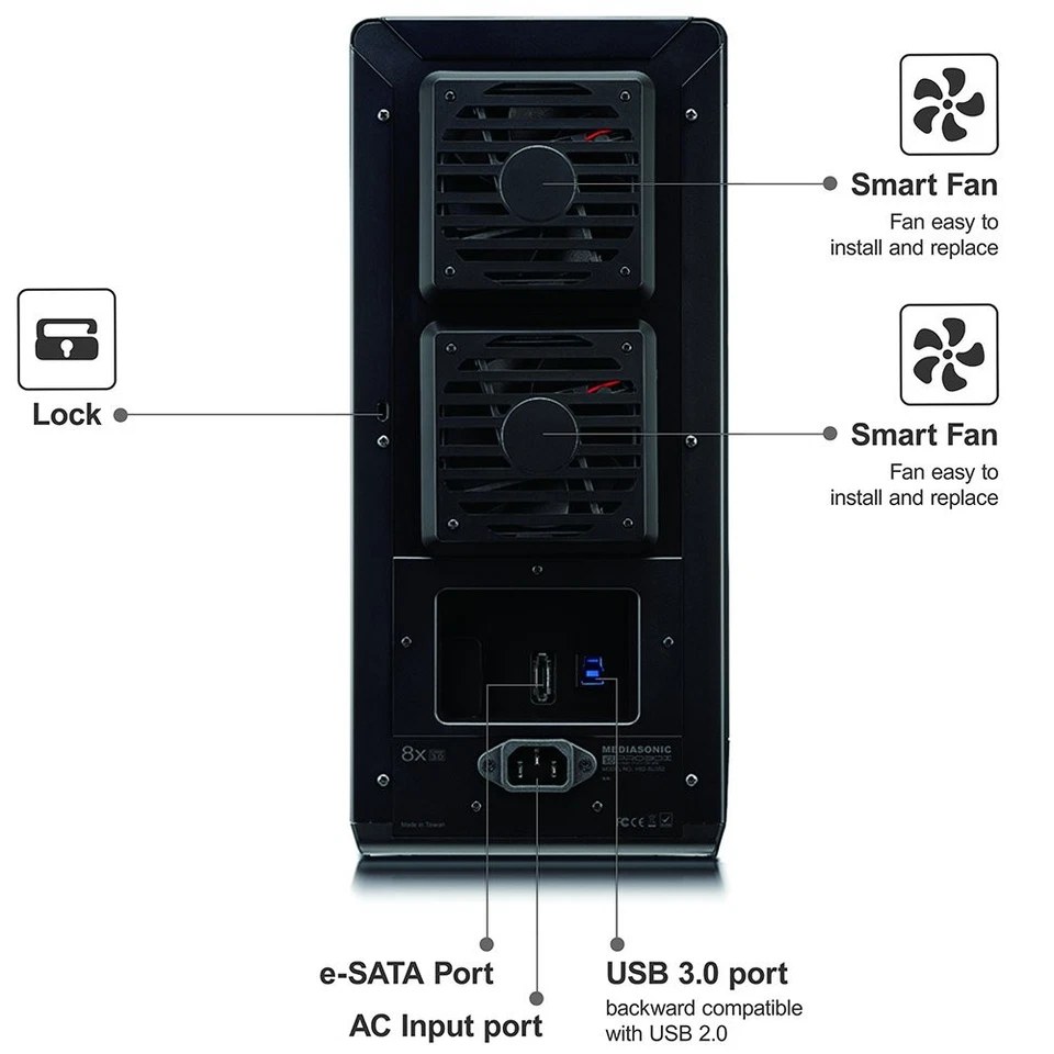 PROBOX 8 Bay 3.5" SATA Hard Drive Enclosure - USB 3.0 & eSATA 30TB H - Image 4 of 4