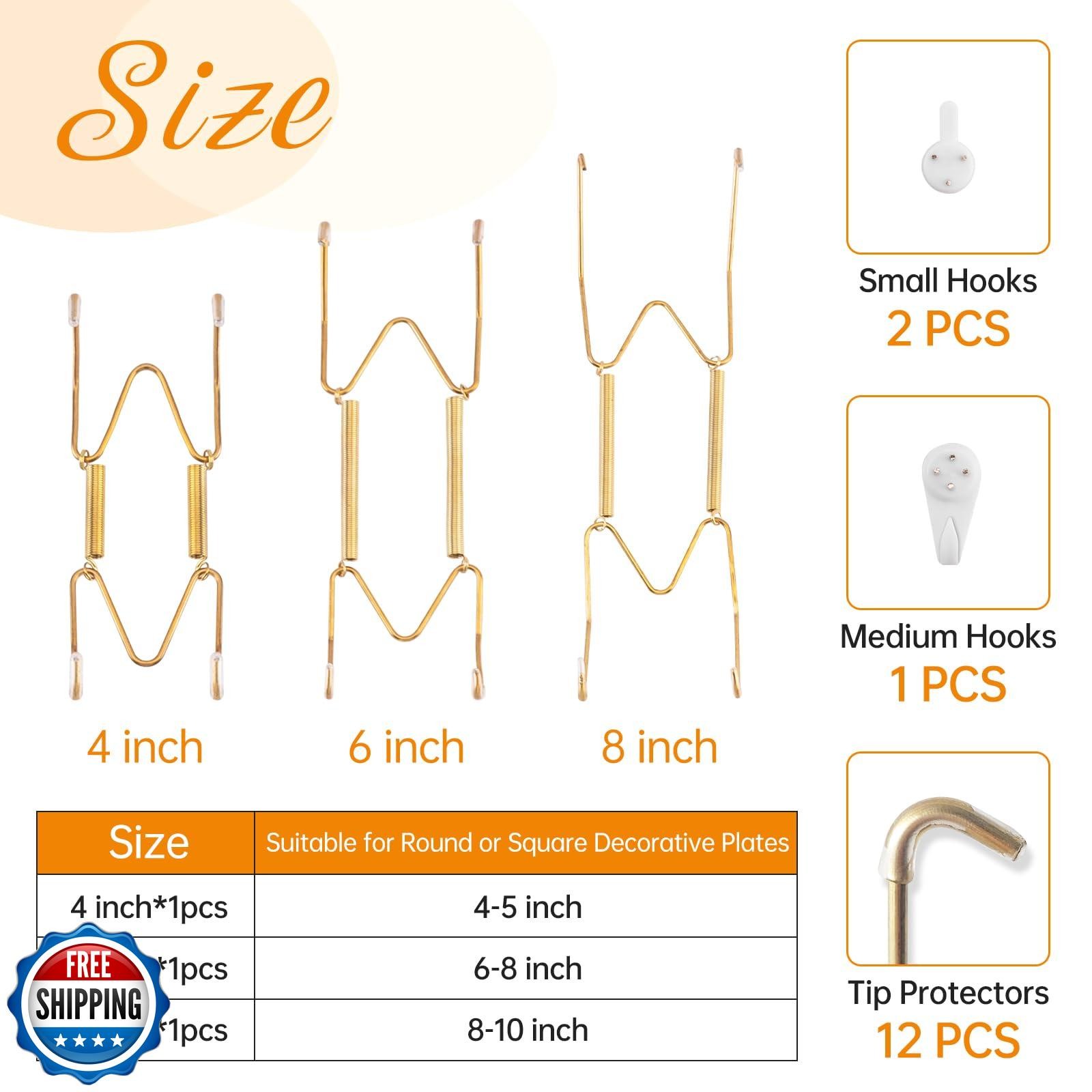 Bilillo 3-Piece Stainless Steel Wall Plate Hangers, 4/6/8 Inch Invisible Deco