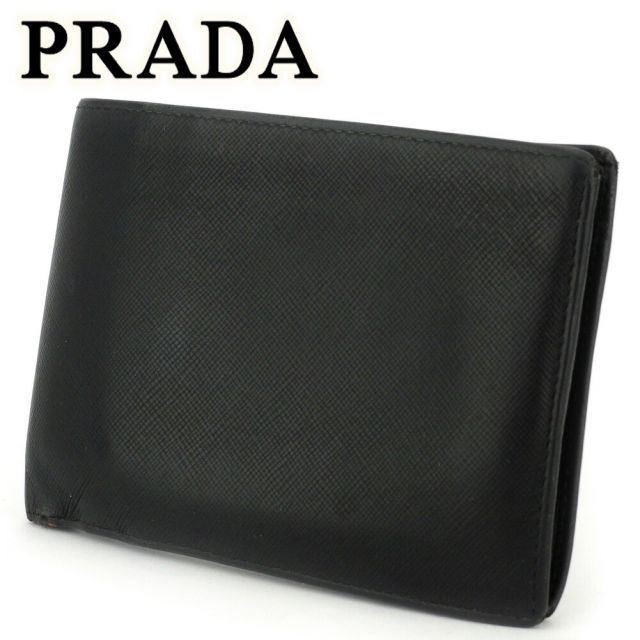 Prada H720S Black Leather Bi-Fold Wallet for Women & Men