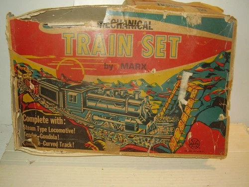 VINTAGE Marx  Mechanical Wind Up Train Set w/ Track and damaged  box AS-IS  used