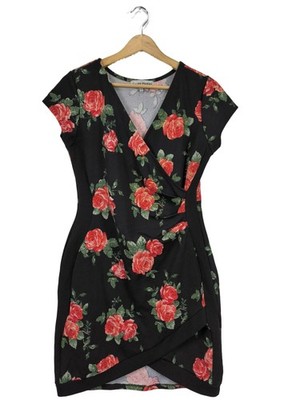 ALMOST FAMOUS Wickelkleid Damen Kleid Gr. DE 40 schwarz-rot Elegant