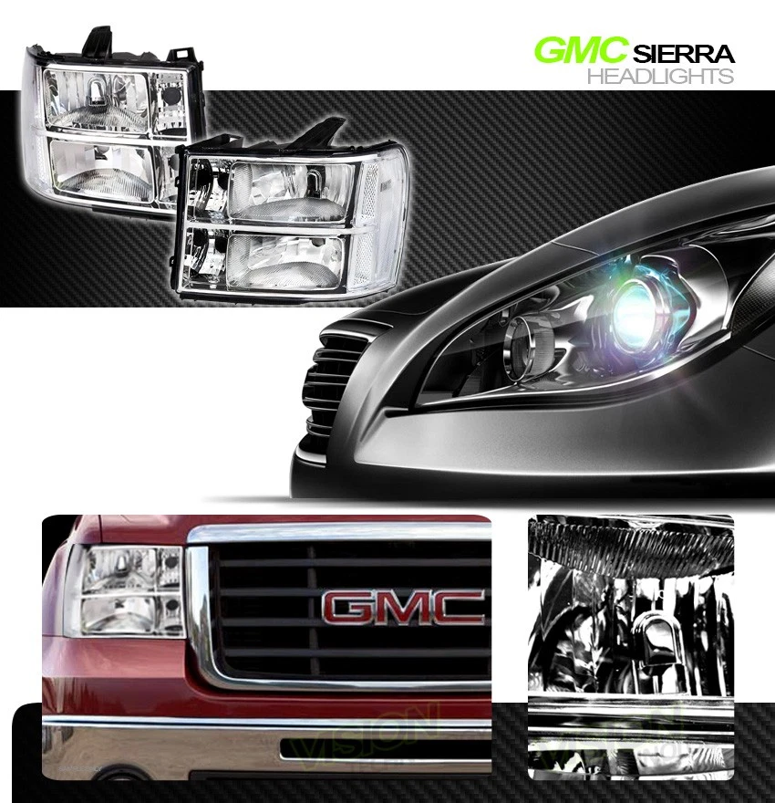 Faros cromados Faros Estacionamiento Señal de giro Nb para 07-14 GMC Sierra Foto 2 de 4