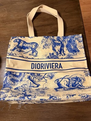 CHRISTIAN DIOR DIORIVIERA トートバッグ Christian Dior VIP Novelty Tote Bag Large Dioriviera BLUE Straw