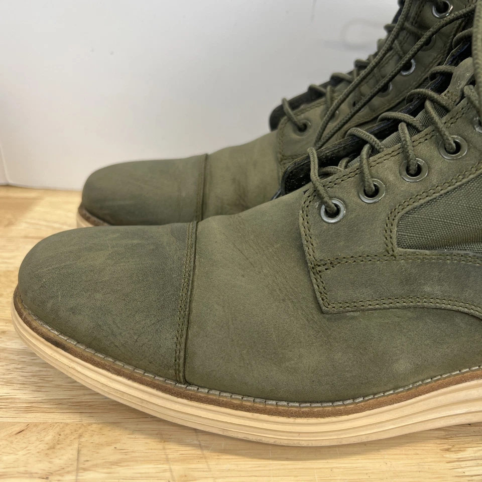 Cole Haan Boots Leather Canvas Green Lunargrand Lace Up Waterproof Men’s Size 11 - Image 3 of 4