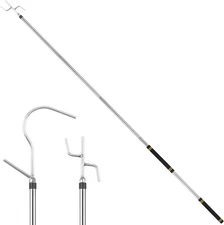 Clothes Hook Pole Heavy Duty,32 to 80Inch High Reach Garment Hook for Hanging Bi