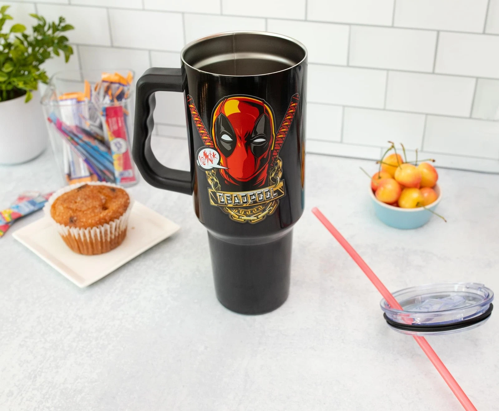 Marvel Deadpool Stainless Steel Tumbler With Handle | Holds 40 Ounces