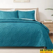 Lightweight Quilted Bedspread Set W/ Pillow Shams All Season Home Decor New