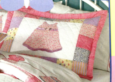 sham Country Chic ~ STD vintage DRESS Applique patchwork quilted NEW cotton