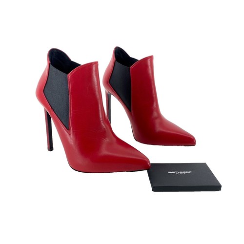 Saint Laurent Booties Cracked Leather Size 7 (size 37.5) With Box