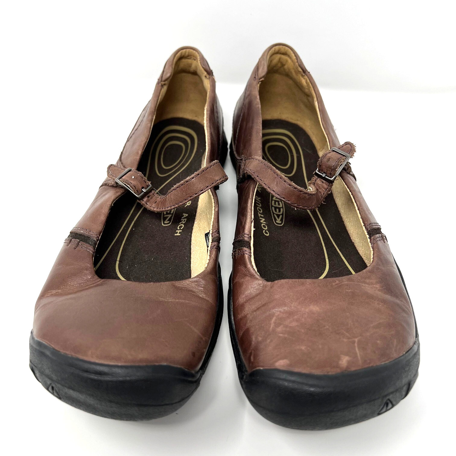 Scarpe Keen Delancey da donna 9 M in pelle Mary Jane contorno arco marrone comode