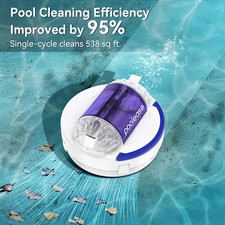 Cordless Robotic Pool Cleaner Dual 45W Motors Automatic Vacuuming Auto-Docks