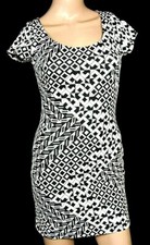 Charlotte Russe Dress Womens Small Bodycon Black White Striped Party Club