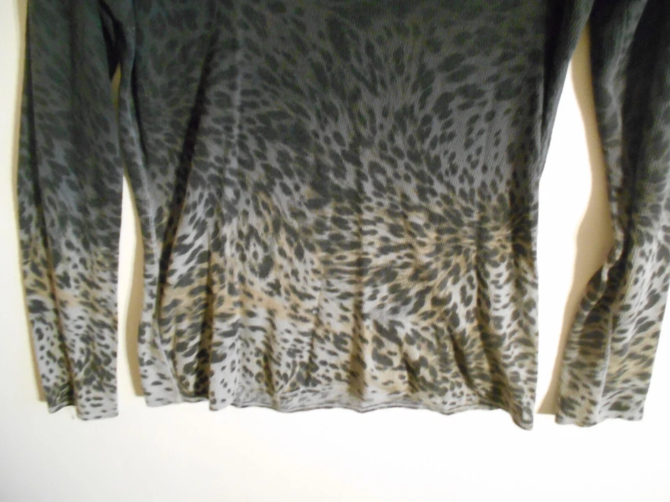 Lucky женщин большой черный серый омбр животных печать V шеи длинным рукавом Топ готики Y2K - Изображение 3 из 4