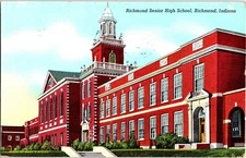 1945 Richmond, Indiana Richmond Senior High School Vintage Postcard