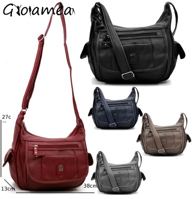 Borsa tracolla donna capiente spalla multi tasche comoda passeggio mezza  luna | eBay