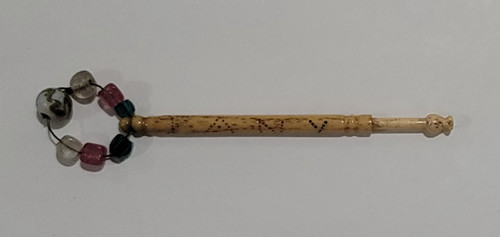 Antique BONE Lace Making BOBBIN Inscribed with Name RANY - Glass Bead Spangle