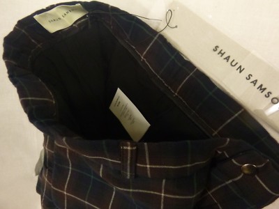 Short Rembourré Shaun Samson - Taille 34 - Tissus Coton Rayon - Motifs Tartan (Navy, Marron, Vert) - Neuf Avec étiquettes
