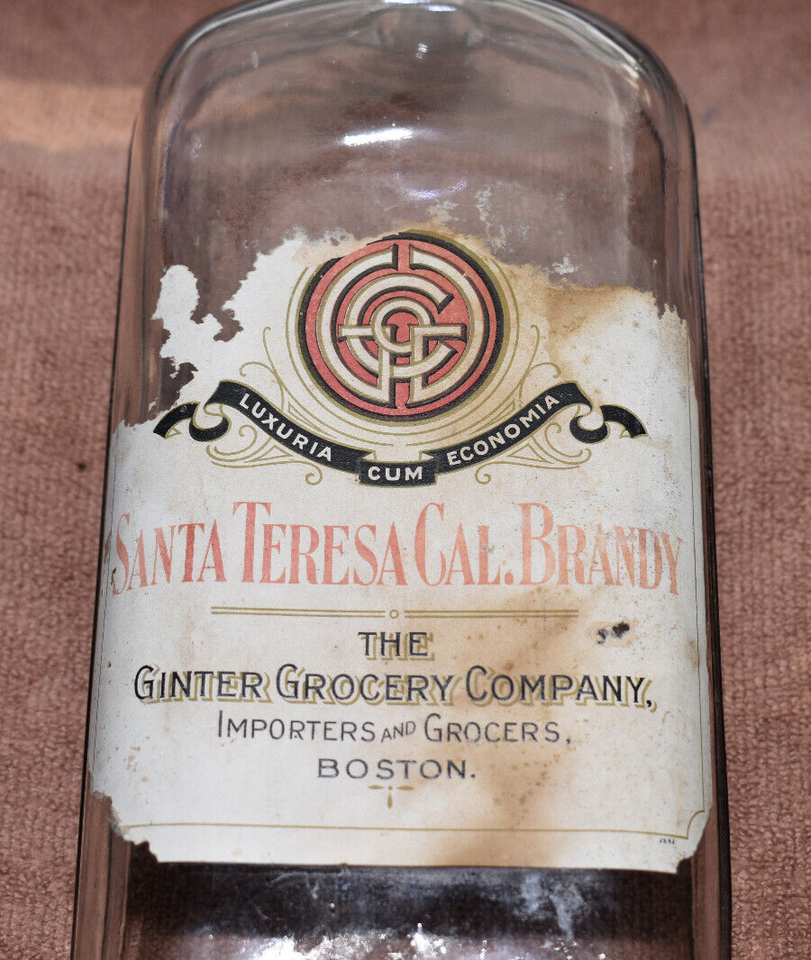 1890s Bottle Ginter Grocery Co Importers Boston Labeled Santa Teresa