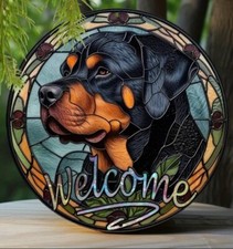ROTTWEILER DOG 2D METAL Welcome Plaque Window Birthday GIFT Present Wall Art