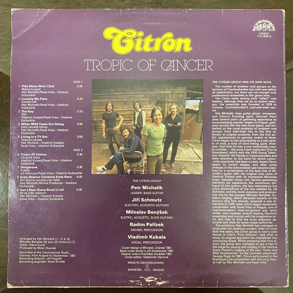Rare Vinyl Record - Citron – Tropic Of Cancer, 1983's - Image 3 of 4