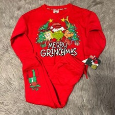 Dr. Seuss The Grinch Two Piece Toddler Outfit Size 3T Red Sweater Sweatpants Set