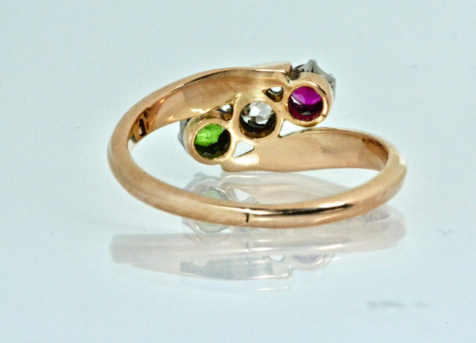 .39ctw Round Cut Diamond Tsavorite Ruby Three-Sto… - image 3