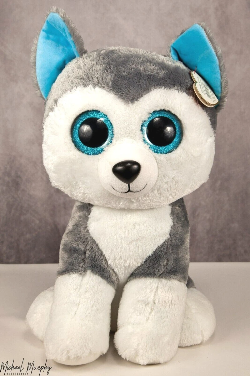 Peluche animal en peluche TY Slush Beanie Boo neuf avec tiquettes gris husk