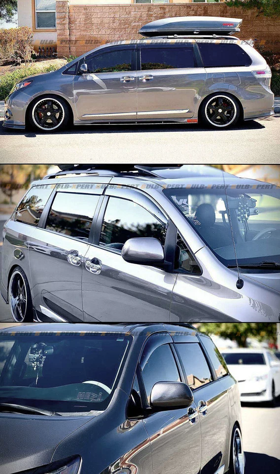 JDM PREMIUM VISERA DE VENTANA DE HUMO DE BAJO PERFIL CON CLIPS PARA TOYOTA SIENNA 2011-2020 Foto 4 de 4