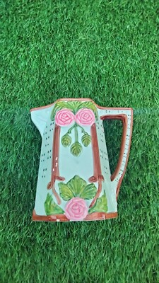 Vintage Majolica Seymour Mann Pitcher Aqua Rose Floral Pe