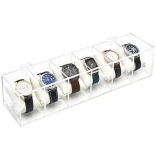 Watch Box Case Watch Display Organizer with Clear Acrylic, Removable 6 Slot 