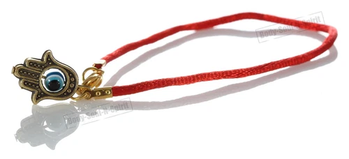 Rote Hamsa HAND Schnur Armband Erfolg Glücksbringer Goldfarben Kabbala Schmuck