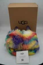UGG FLUFF YEAH PRIDE RAINBOW SLIDE SLIPPERS NEW W/ BOX SIZE 6