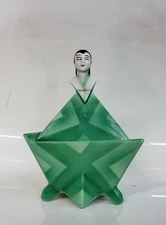 Antique Bavarian Art Deco Flapper Lady Porcelain Powder Box AS IS