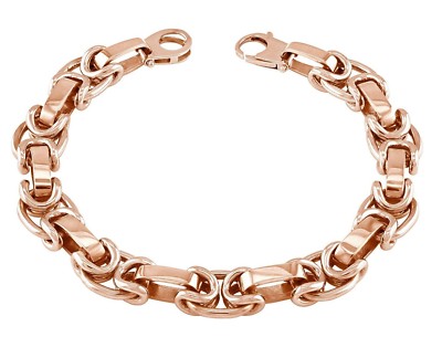 10k Rose Gold Solid Handmade Fashion Link Bracelet 7'' 10.5mm 30.7 grams