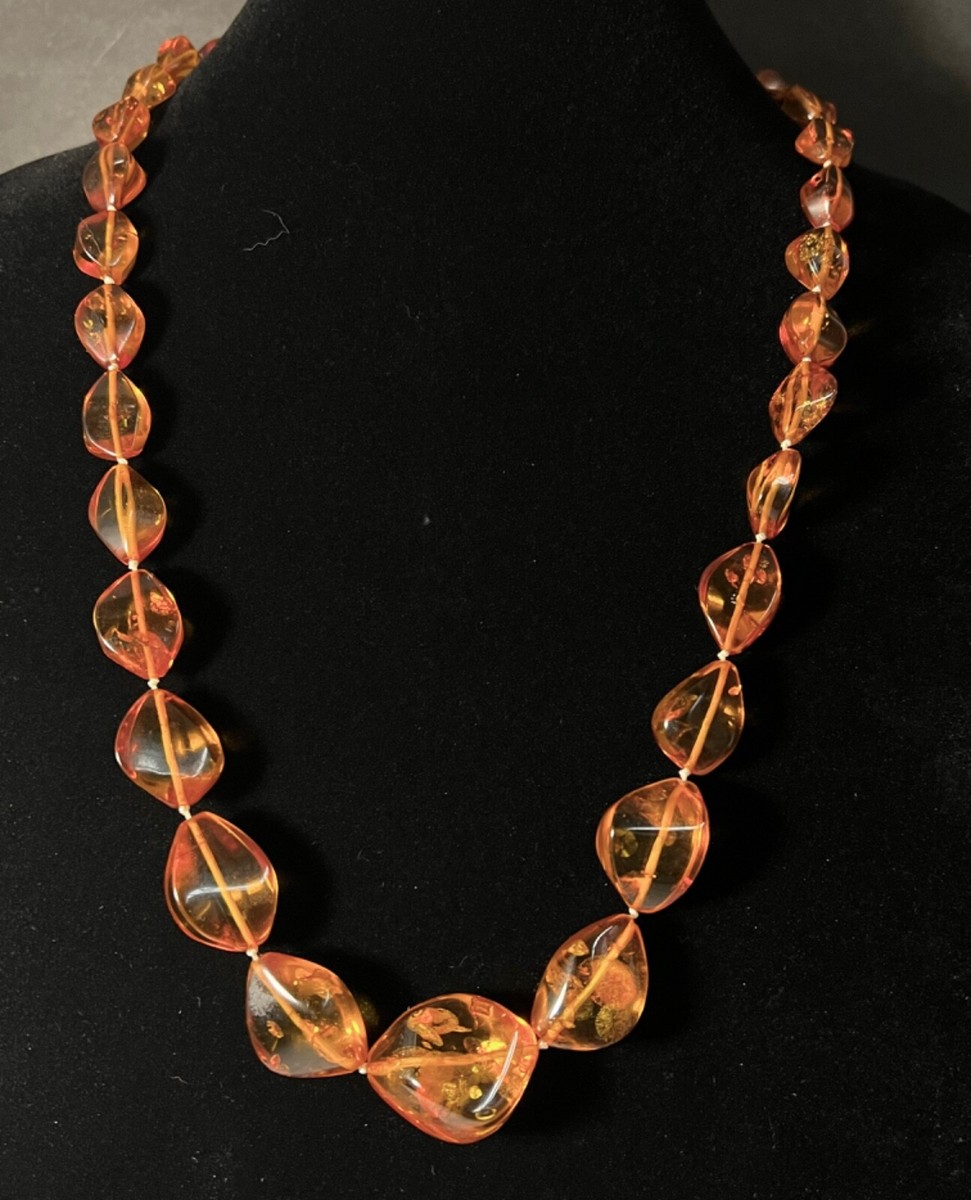 Vintage Honey Baltic Amber Necklace Faceted Beads Necklace