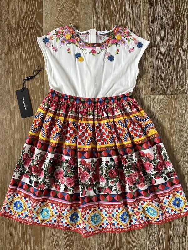 Dolce&Gabbana Girls Rose Print Dress Size 9-10 EUC Made in Italy