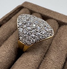 Vtg Sterling Silver CZ Cluster Pave Cocktail Statement Ring Gold-Vermeil Size 7