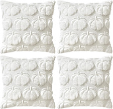 4 Pcs Fall Throw Pillow Covers 18x18, Autumn Decorations Soft Faux Fur Pillow Co