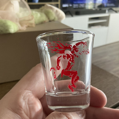 Fireball Cinnamon Whiskey Shot Glass Clear Red Fire Breathing Dragon