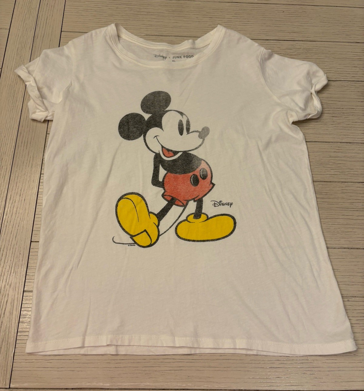 EUC Disney x Junk Food Youth Size XL White Mickey Mouse T-Shirt