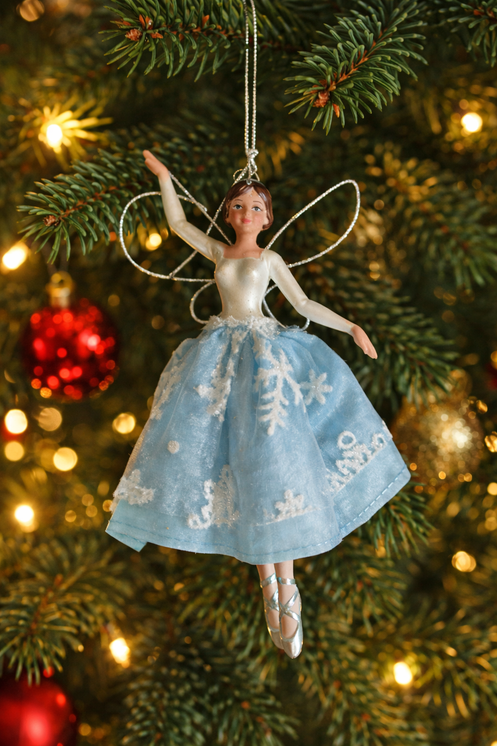Gisela Graham Fairy Ballerina Christmas Tree Decoration – 15cm - Pale Blue - New