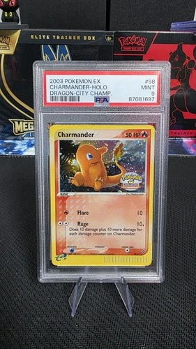 Charmander 98 Pokemon Card Holo Ex Dragon City Championships 2003 Nintendo PSA 9